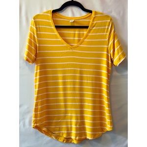 Old Navy Yellow Striped V-neck